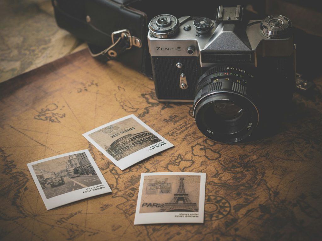 Vintage film camera on a table